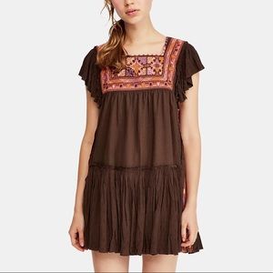 Free People Day Glow Mini Dress in Bitter Olive